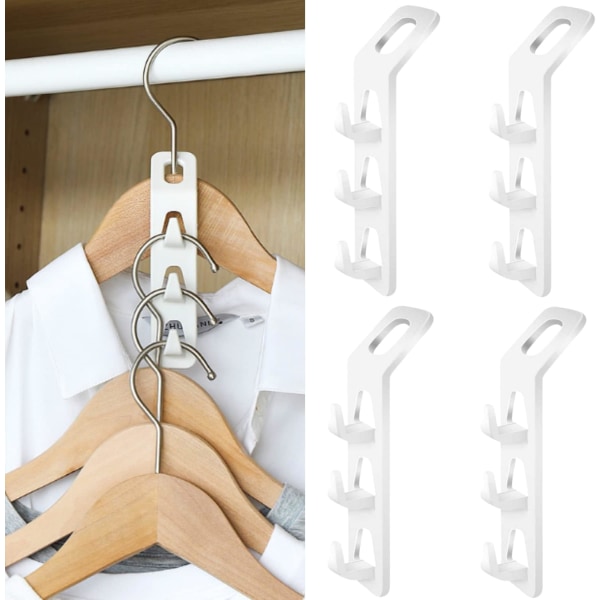 4pcs white coat hooks, hanger connecting hooks, hangers,