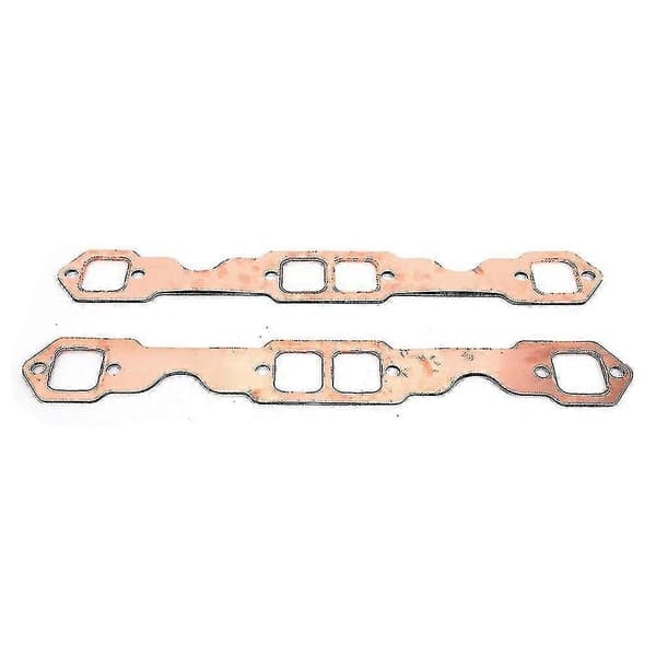 2pcs Square Port Copper Plating Header Exhaust Gaskets Reusable Fits For Sbc Chevy 327 305 350 -Sy