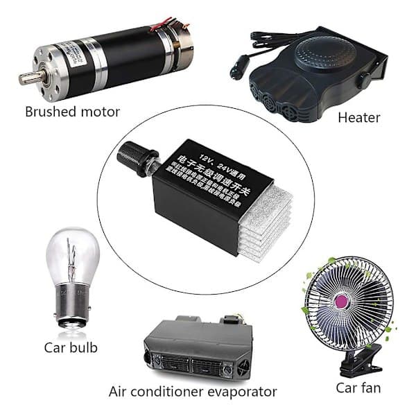 1. Motorhastighedsregulator DC 12V/24V 10A Motorhastighedsregulatorafbryder til bil lastbil ventilatorvarmer