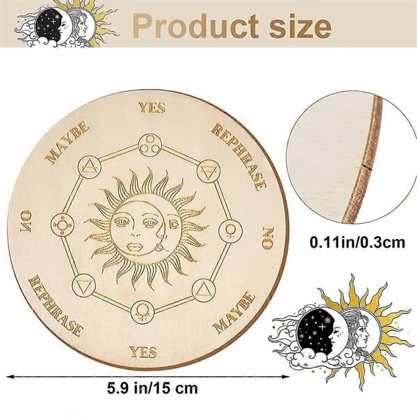 Star Pendulum Board Dowsing Divination Metaphysical Message Board Wooden Board with a Necklace, B