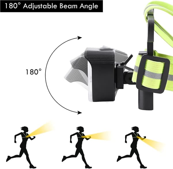 Running Light for Runners, 360 Lumen LED Rechargeable Chest Light with Safety Warning Light