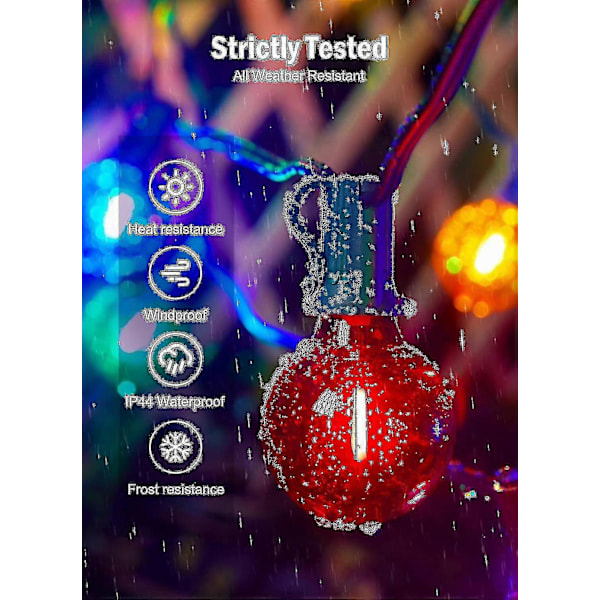 Premium 25-pack Multicolor G40 LED Julgransbelysning UL-certifierad 1 Watt E12/C7 Ljushållarbas Plast Splittersäker LED-lampor