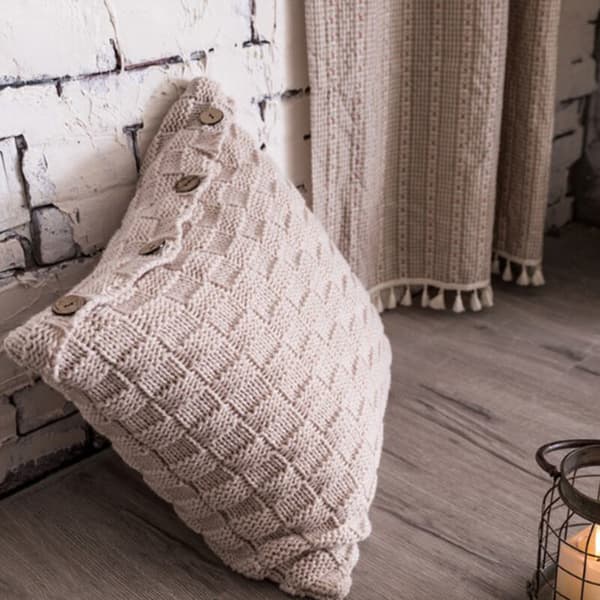 Geometriskt stickat örngott enkel modern beige vävd soffkudde sängkläder kudde (45CmX45Cm)