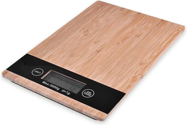Bambus køkkenvægt - Digital præcisionsvægt - TipTouch-knapper - Op til 5000 gram - Brun
