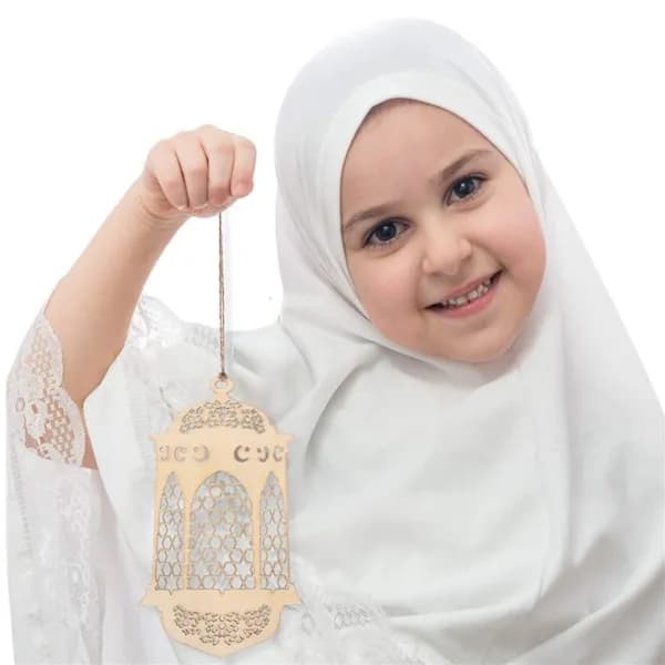Ramadan Dekoration Eid Banner Mubarak Trähantverk 3 3