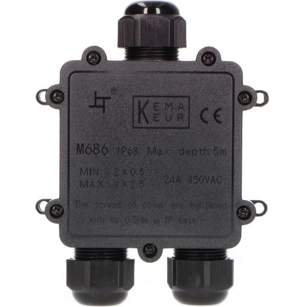 3-Way Waterproof IP68 Outdoor Junction Box with Lever Terminals for Secure Connections