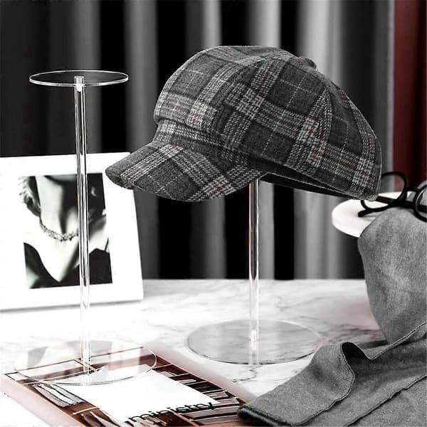 4 Set Acrylic Hat Stand Clear Pedestal Display Stand Baseball Hat Rack Round Acrylic Risers for Display Hat