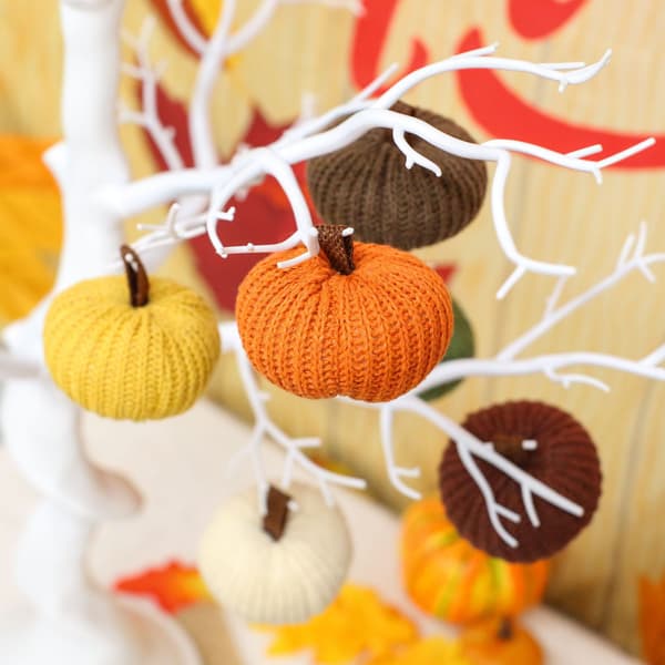 Høst Mini Gresskarpynt, Strikket Gresskarpynt til Thanksgiving (6-pakning)