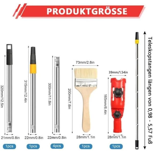Telescopic Extension Pole for Paint Roller for High Ceilings, Multi-Angle Brush Compatible with Wall Painting, Retractable 1 pc