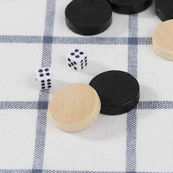 30 stk Tre Dame Backgammon Sjakkbrikker for Dame & Sjakk 24mm
