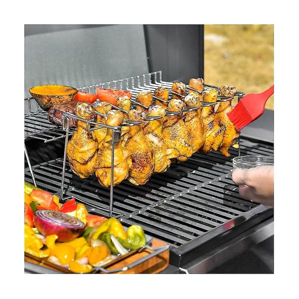 Grillstativ til kyllingelår og vinger, sammenklappeligt grillstativ, ovn, stegestativ, BBQ-stativ til kyllingelår