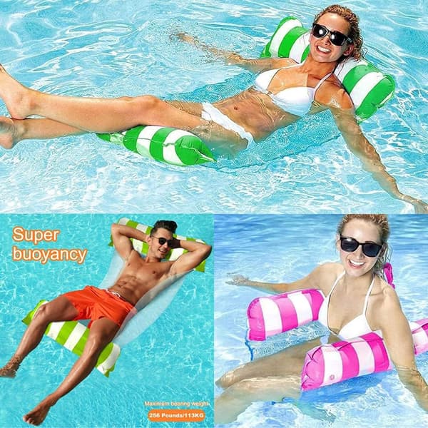 Summer Gift Pool Floats, Leak-Proof Design Versatile 4-in-1 Portable Pool Chair Float, Inflatable Water Hammock For Pool, Beach, Vacation