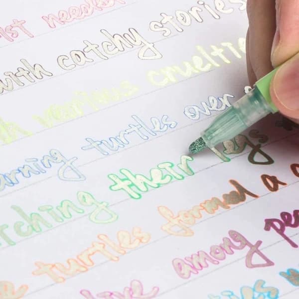Double Line Outline Pen, 8 Colors Metallic Pens, Glitter Two-Line Pen, Waterproof Quick-Drying Pen