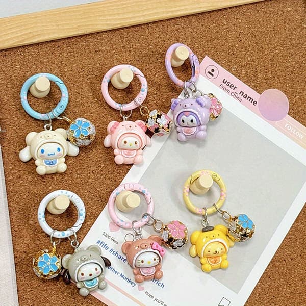 6 st Sanrio Bell Nyckelring, Söt Väskberlock, Bästa Vän Födelsedagspresent Val, Modeaccessoar, Perfekt Present [DB] 6 st 6pcs