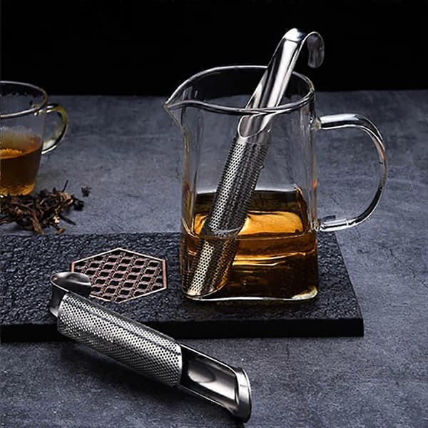 Teinfuser i rustfritt stål, tesil, urtebrygger, tediffuser med hengende krokholder, stikkerør, hullbrygger for løs te, rose, kaffe