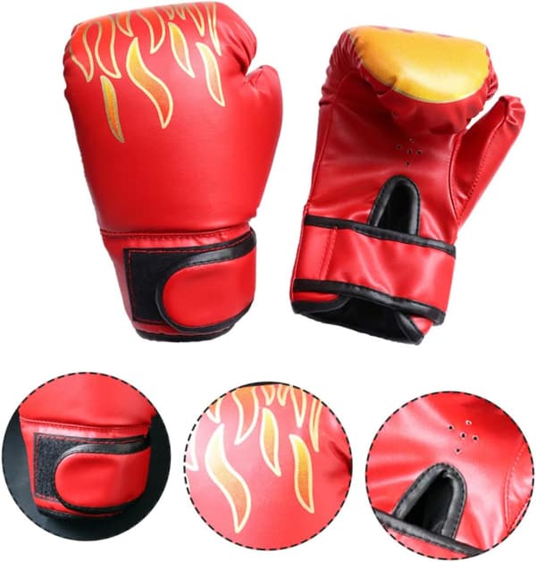 1 par Kickboxningshandskar för barn 3-8 år Fighting Bag Handskar Män Röd Flamma