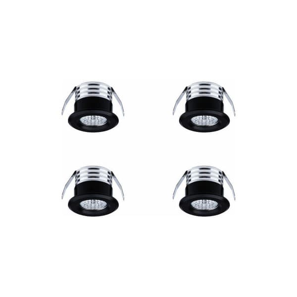 XSNUO Sæt med 4 Mini LED-indbyggede spotlights 3W Varm hvid Sort DOPA