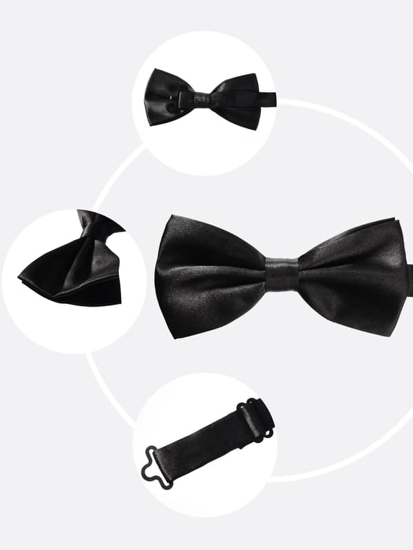 Delightful Tie for Men, Pre-Tied Ties, Adjustable Formal Ties for Parties (Black, 1 pc)