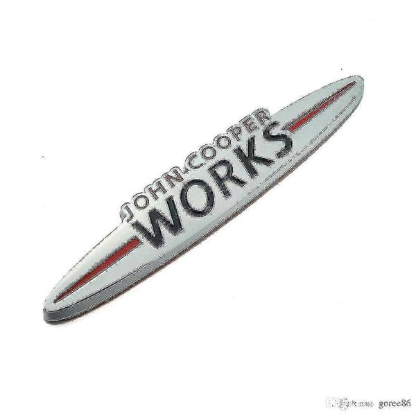 Krom/rød/sort Mini John Cooper Works Grillmærke Emblem 135mm X 25mm