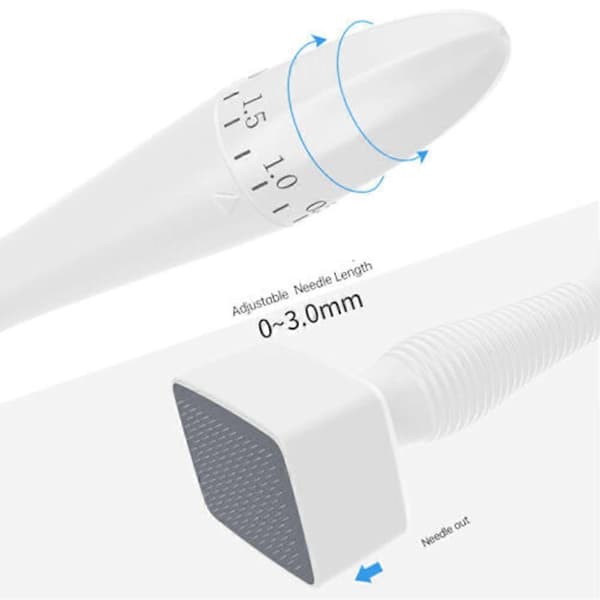 Adjustable Microneedling Derma Stamp Pen 140 Tips 0~3.0mm Skincare Tool for Wrinkles Acne Scars Stretch Marks-FX-