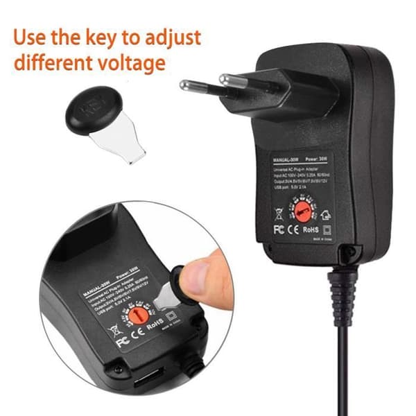 30W Universal Power Adapter 3V / 4.5V / 5V / 6V / 7.5V / 9V / 12V Multi-Voltage Charger Converter - EU-FX-
