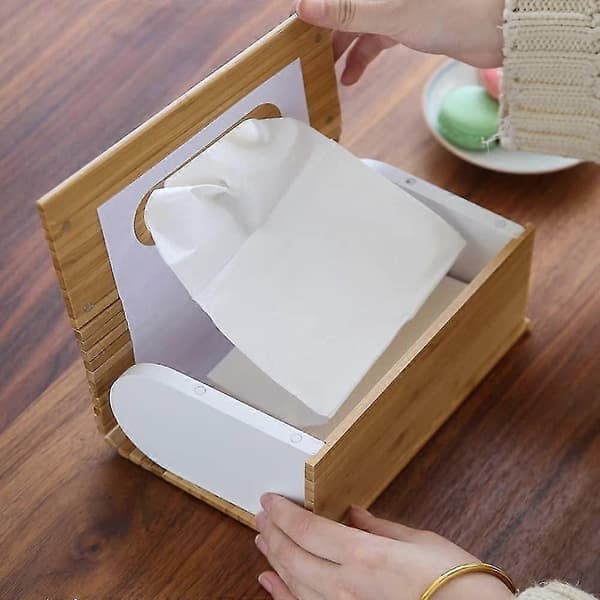 Premium Tissuebox-överdrag i bambufiber – Hållbar tissueboxhållare i trä