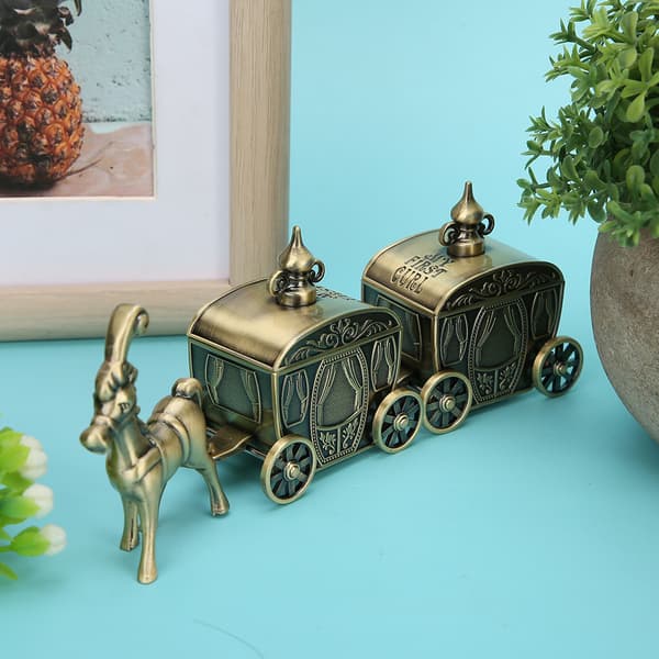 Tooth Collection Box Wagon Shaped Metal Hair Storage Case Exquisite Craft Gift Ornament