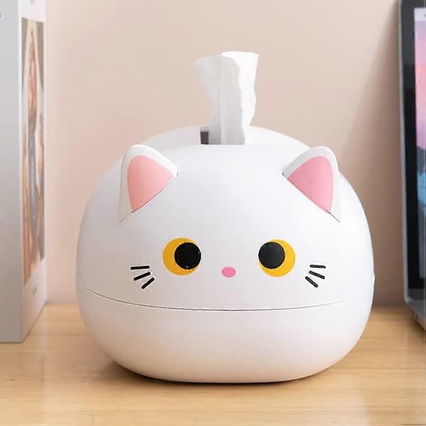 Katt Tissue Box Serviettoppbevaringsboks Papir Oppbevaringsboks Beholder for Hjemmedekorasjon