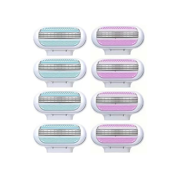Shaving Set for Women - Handle and 8 Razor Blades, Compatible with Gillette Venus Rosa pink