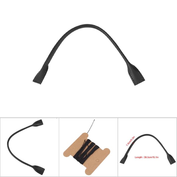 2 Pcs Genuine Leather Bag Straps Handles for DIY Hand Accessories Thread Black