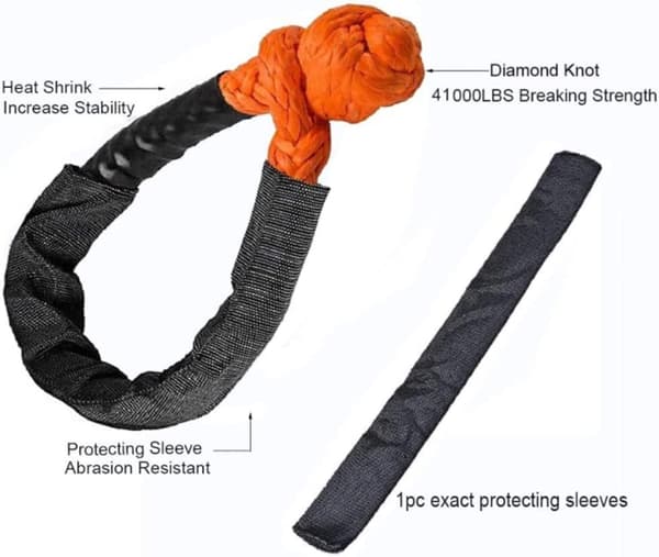 2 bløde sjækkel-bugseringsreb til ATV, båd, lastbil, et stykke O