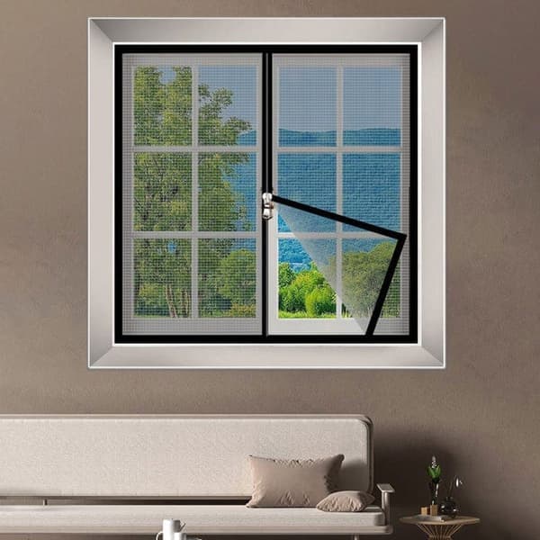 Self-adhesive mosquito net for windows with zipper - fine-mesh insect screen, black 100*150cm