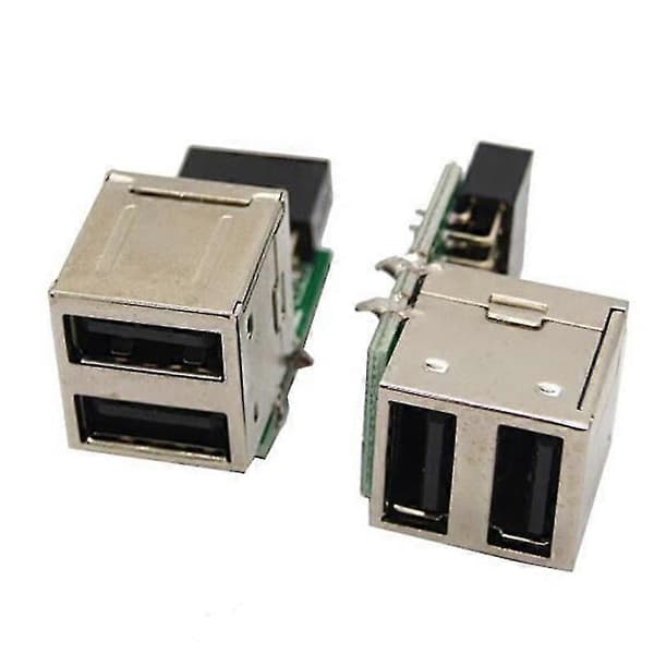 2 stk. internt bundkort 9-ben til 2-ports USB 2.0 A hun-adapterkonverter bundkort PCB-kort C