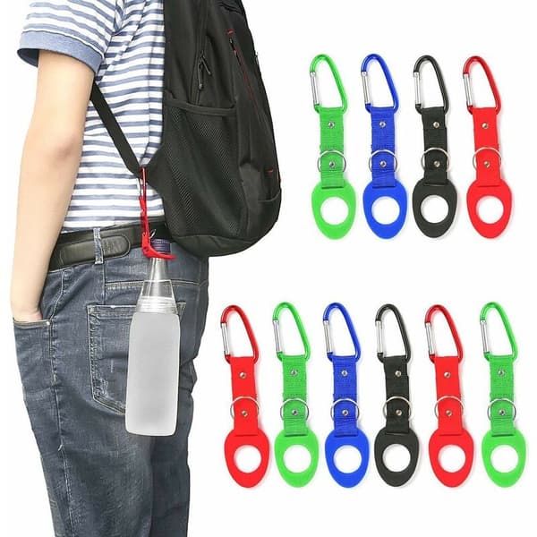 Portable Water Bottle Buckle, 10 Pcs Practical Bottle Carrier Clip Hook Holder D-Ring Hook Camping Hiking Backpack Emergency Aluminum Whistle Dom