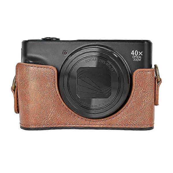 PU Leather Protective Case for Digital Camera Canon SX740 HS/ SX730/ SX720, with Shoulder Strap [DB] Brown Brown