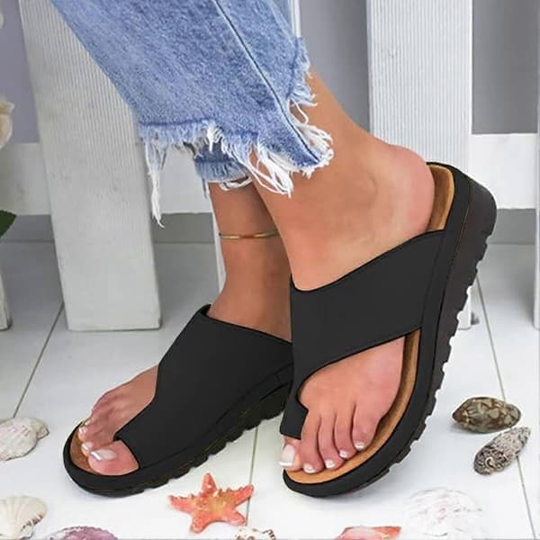 Toe Ring Slides Flip Flop Sandal Durable Thick Soled Shoes for Summer Holiday