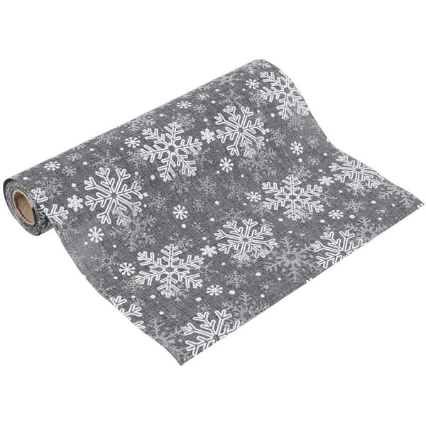 Christmas Table Runner, Table Decorations, Polyester Table Flag, Tablecloths, Party Table Decoration, Snowflake Printed Tablecloths, Grey
