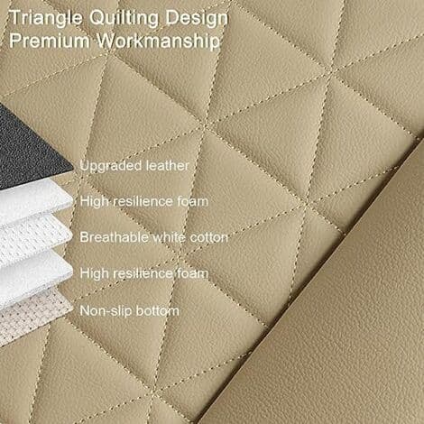 Faux Leather Front Seat Covers, Compatible with 90% of Cars, Triangular Quilted Pattern, 53 cm (L) x 52 cm (W) (1 Pair - Beige)