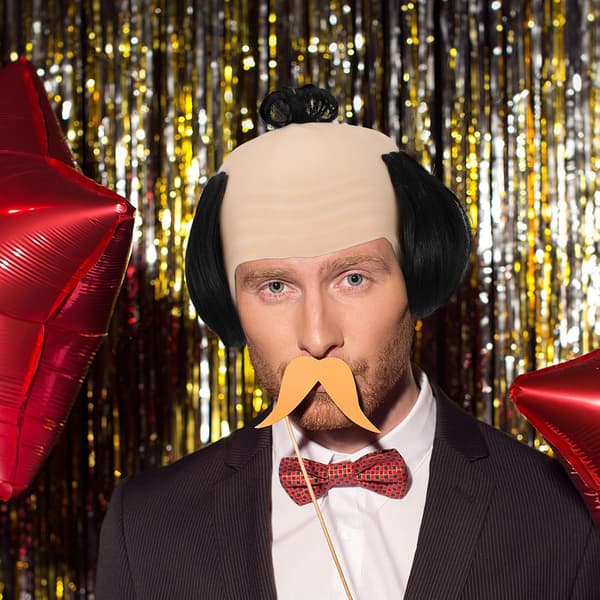 Sjov skaldet paryk til cosplay, 1 stk, sort -