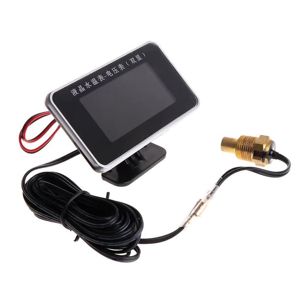 12/24V Vandtemperaturmåler Digital LCD Termometer Voltmeter 2i1 (FMY)