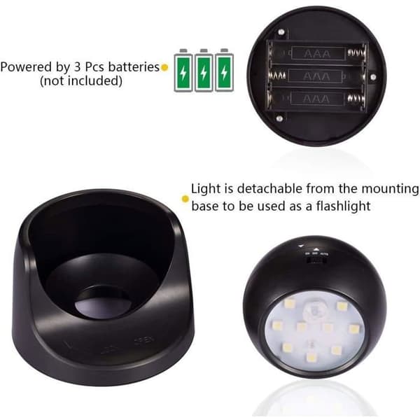 Trådløs LED-spotlight - AIMOONSA - Kompakt - 3-modus bevegelsessensor - 9 lysdioder - 360° justerbar