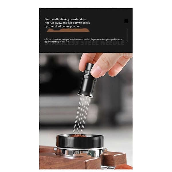Espresso Needle Distributor - Magnetic Metal Stirrer for Coffee - Black Coffee Distributor for the Workplace
