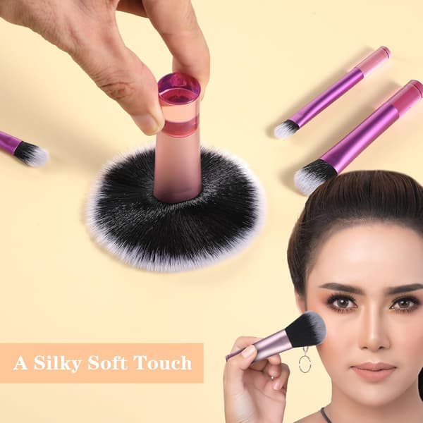 10 Pcs Travel Makeup Brush Set Colorful Mini Makeup Brushes with Makeup Brush Bag