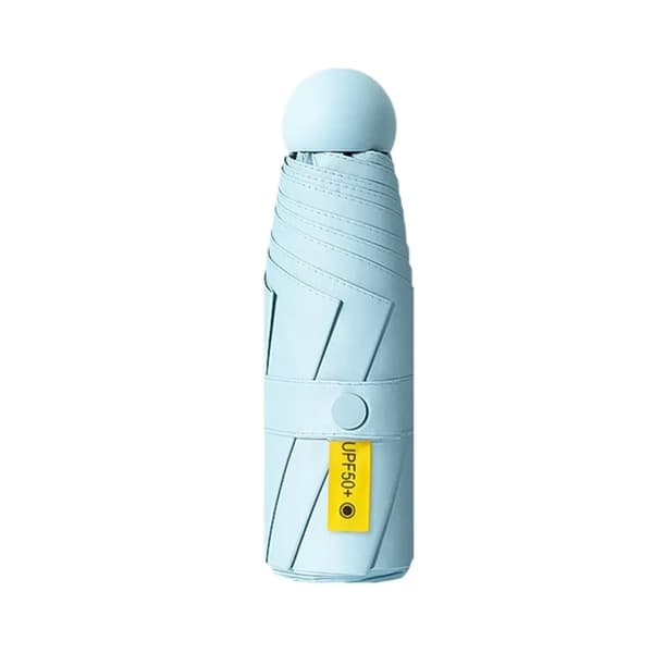 Mini Ultralätt Paraply Solficka Paraply 5 Fällbart Parasoll Paraplyer Anti-UV Solskydd (Blå)