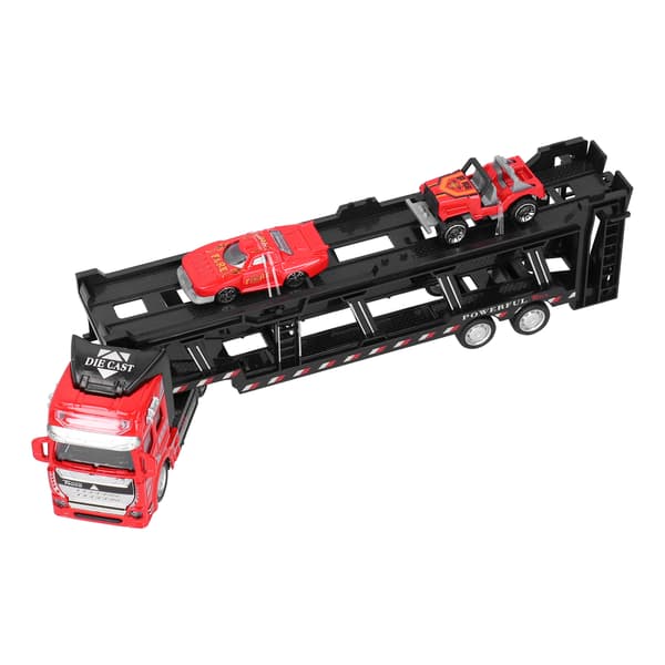 1:48 Alloy Container Truck Car Model Toy Pull Back High Simulation Kids Vehicle Toy (red)