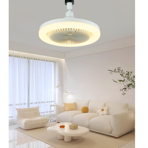 Ceiling Fan with Lamp, Remote Control, Silent, Dimmable E27 LED Bulb, 3 Speeds, Timer (Yellow)