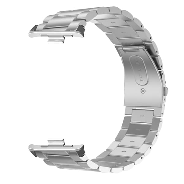 Smartwatch band with double snap clasp 3 beads stainless steel replacement strap for Mi Band 8 Pro Silver