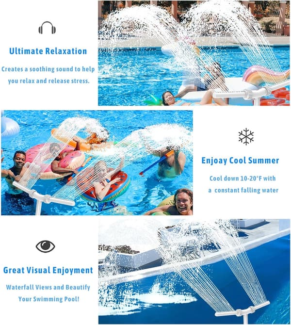 Poolfontæne, Dobbelte Jet Pooltilbehør til Overjordiske/Indbyggede Pools, 2 i 1 Justerbar Poolfontæne til