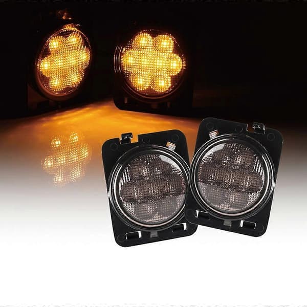 Ravfarvede LED-blinklys til billys til 2007~2017 Jeep Wrangler JK-FY- Smoke Marker Light Smoke Marker Light Smoke Marker Light
