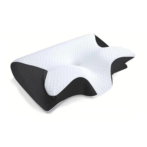 1-pack Memory Foam Kudde, 2-i-1 Ergonomisk Kontur Ortopedisk Kudde för Nacksmärta. Vit White